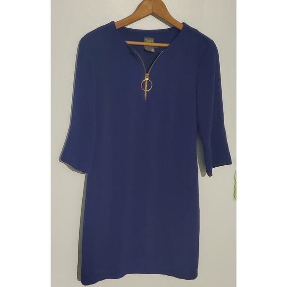 Taylor Womens 3/ 4 Sleeve Blue Dress Size 2 Office Casual Back-to-School Preppy - Picture 1 of 4